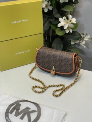 MICHAEL KORS MILA SHOULDER BAG WITH OG BOX (COFFEE-BROWN )