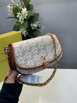 MICHAEL KORS MILA SHOULDER BAG WITH OG BOX(BIEGE-BROWN)