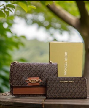 MICHAEL KORS HEATHER LARGE SHOULDER BAG COMBO WITH BOX  ( BROWN )