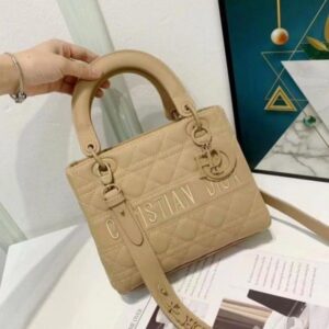 CHRISTIAN DIOR D-LADY CANNAGE ULTRA MATTE HANDBAG ( MUSTARD )