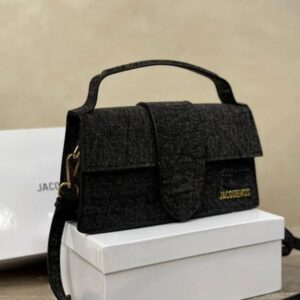 JACQUEMUS LEATHER LE BAMBINO WITH SLING STRAP OG BOX & DUST BAG (109-1 BLACK COWBOY)