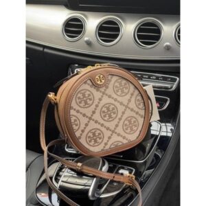 TORY_BURCH_T MONOGRAM PETITE MOON BAG WITH OG BOX & DUST BAG ( BROWN )