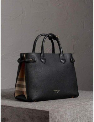 BURBERRY BANNER HANDBAG IN PREMIUM LEATHER QUALITY  ( BLACK BELT )