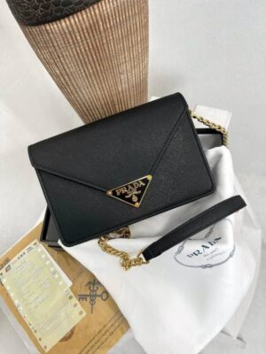PRADA SAFFIANO LEATHER SHOULDER BAG ( BLACK ) WITH BOX